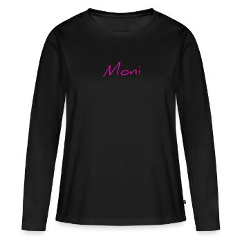 Moni Monika Nom Prénom Cadeaux - T-shirt manches longues Premium bio Femme - noir - Devant - Julia (174cm)