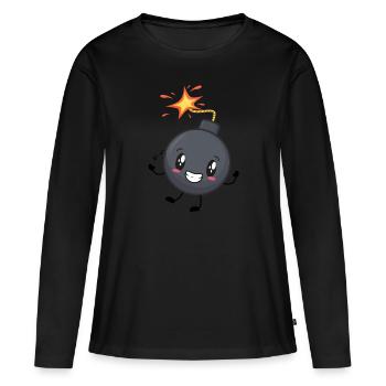 Bombe musique - T-shirt manches longues Premium bio Femme - noir - Devant - Julia (174cm)