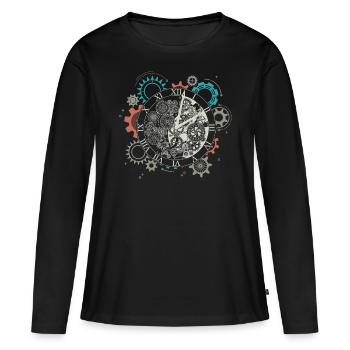 Steampunk, Viktorianische Mechanik - Frauen Premium Bio Langarmshirt - Schwarz - Vorne - Julia (174cm)