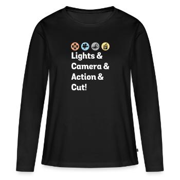 Films Lights Camera Action Cut - T-shirt manches longues Premium bio Femme - noir - Devant - Julia (174cm)