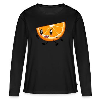 Orange - Frauen Premium Bio Langarmshirt - Schwarz - Vorne - Julia (174cm)