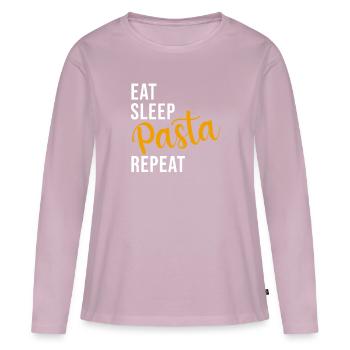 Pâtes Pâtes Pâtes Spaghetti Glucides Dictant - T-shirt manches longues Premium bio Femme - rose poudré - Devant - Julia (174cm)
