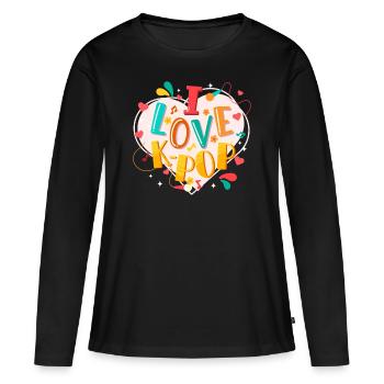 I Love K-Pop Music Kpop Koreanische Pop Musik - Frauen Premium Bio Langarmshirt - Schwarz - Vorne - Julia (174cm)