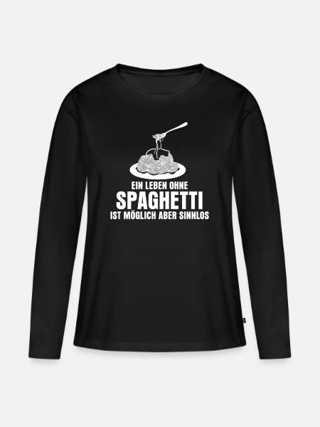 Spaghetti Spruch - Frauen Premium Bio Langarmshirt - Schwarz