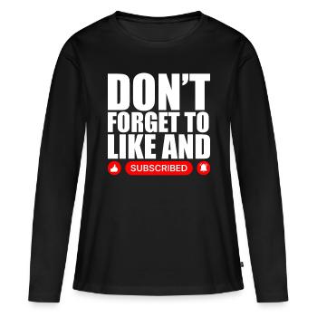 Drôle de vidéo blogueur Vlogger Like Subscribe - T-shirt manches longues Premium bio Femme - noir - Devant - Julia (174cm)