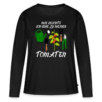 Tomaten und Tomate Spruch - Frauen Premium Bio Langarmshirt - Schwarz - Vorne - Julia (174cm)