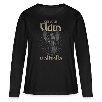 Fils d'Odin, Valhalla, Walhalla, Vikings - T-shirt manches longues Premium bio Femme - noir - Devant - Julia (174cm)