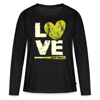 J’aime le softball, le softball - T-shirt manches longues Premium bio Femme - noir - Devant - Julia (174cm)