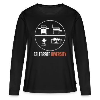 Célébrer la diversité, barbecue, barbecue, barbecue - T-shirt manches longues Premium bio Femme - noir - Devant - Julia (174cm)