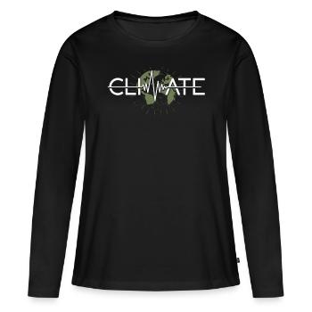 Climat Battements de cœur, climat, Jour de la Terre - T-shirt manches longues Premium bio Femme - noir - Devant - Julia (174cm)