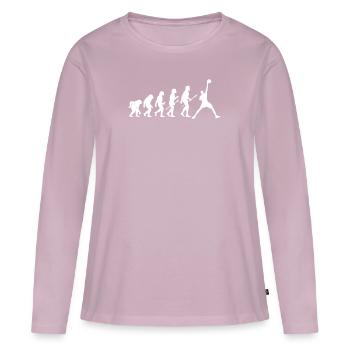 Basketteur Evolution Basket-ball motif - T-shirt manches longues Premium bio Femme - rose poudré - Devant - Julia (174cm)
