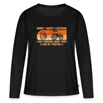 Tractor Beer Trecker Saying Farmer Gift - Women's Premium Organic Long Sleeve Shirt - black - Front - Julia (174cm)