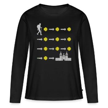 Camino de Santiago Pèlerinage pèlerin - T-shirt manches longues Premium bio Femme - noir - Devant - Julia (174cm)