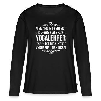 Professeur de yoga amusant Sort yoga - T-shirt manches longues Premium bio Femme - noir - Devant - Julia (174cm)