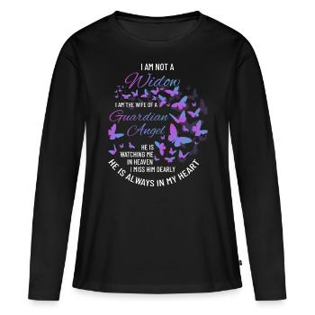 Witwe, Huband Verloren, Trauer, Guardian Angel - Frauen Premium Bio Langarmshirt - Schwarz - Vorne - Julia (174cm)