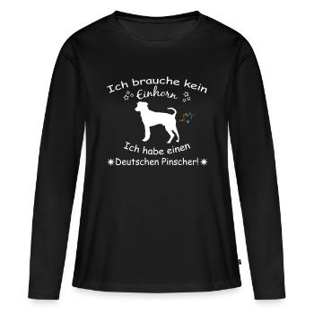 Deutscher Pinscher - Frauen Premium Bio Langarmshirt - Schwarz - Vorne - Julia (174cm)