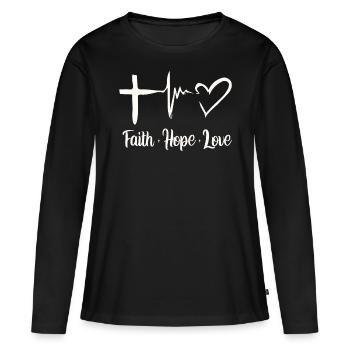 Verse biblique, Dieu chrétien, prière - T-shirt manches longues Premium bio Femme - noir - Devant - Julia (174cm)