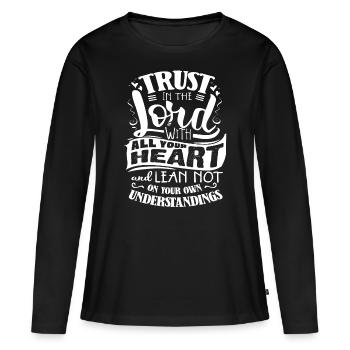 Verse biblique, Dieu chrétien, prière - T-shirt manches longues Premium bio Femme - noir - Devant - Julia (174cm)