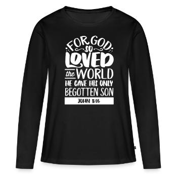 Verse biblique, Dieu chrétien, prière - T-shirt manches longues Premium bio Femme - noir - Devant - Julia (174cm)
