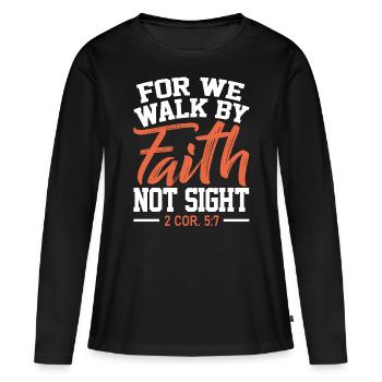 Verse biblique, Dieu chrétien, prière - T-shirt manches longues Premium bio Femme - noir - Devant - Julia (174cm)