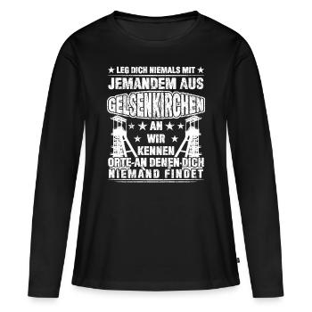 Gelsenkirchen Gelsenkirchener Witz - Frauen Premium Bio Langarmshirt - Schwarz - Vorne - Julia (174cm)