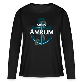 Amrum Moin Anker Spruch - Frauen Premium Bio Langarmshirt - Schwarz - Vorne - Julia (174cm)