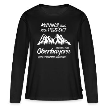 Oberbayern Männer Berge Spruch - Frauen Premium Bio Langarmshirt - Schwarz - Vorne - Julia (174cm)