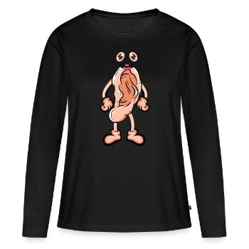 Ohr - Frauen Premium Bio Langarmshirt - Schwarz - Vorne - Julia (174cm)