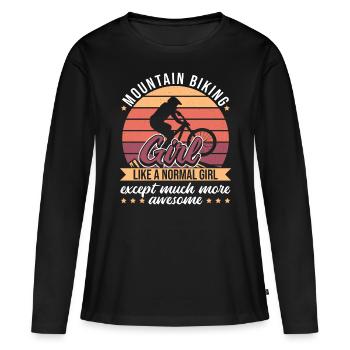 Awesome Mountain Biking Girl - T-shirt manches longues Premium bio Femme - noir - Devant - Julia (174cm)