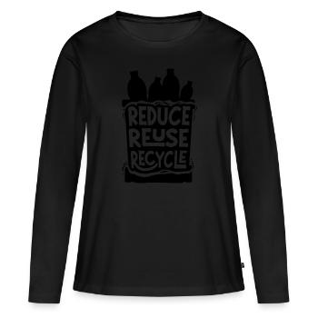 Recyclage du plastique - T-shirt manches longues Premium bio Femme - noir - Devant - Julia (174cm)