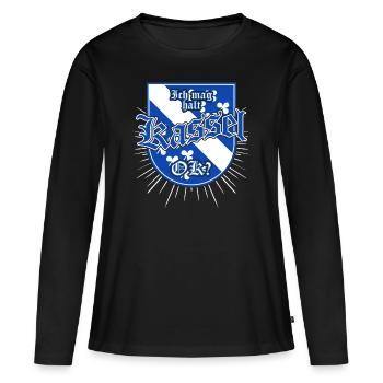 J’aime Kassel - T-shirt manches longues Premium bio Femme - noir - Devant - Julia (174cm)