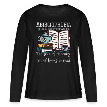 Abibliophobie lecture de bouquinier lecteur cadeau - T-shirt manches longues Premium bio Femme - noir - Devant - Julia (174cm)