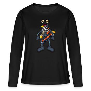 Inline Skating Inliner - Frauen Premium Bio Langarmshirt - Schwarz - Vorne - Julia (174cm)