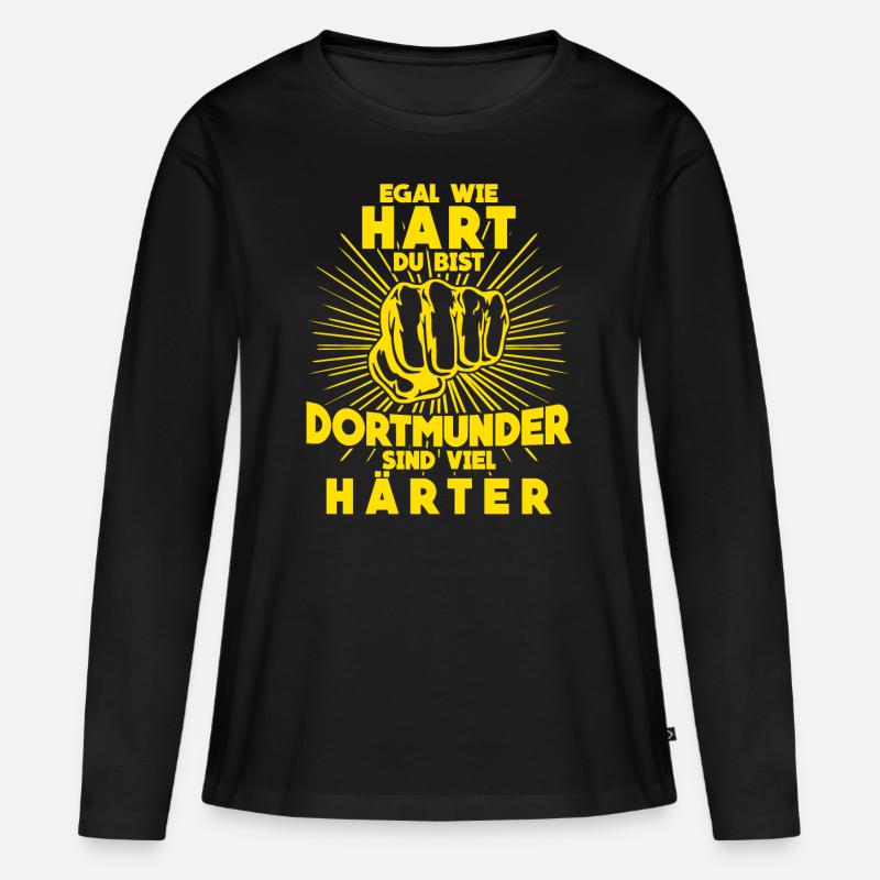 Dortmunder sind härter Dortmund - Frauen Premium Bio Langarmshirt - Schwarz