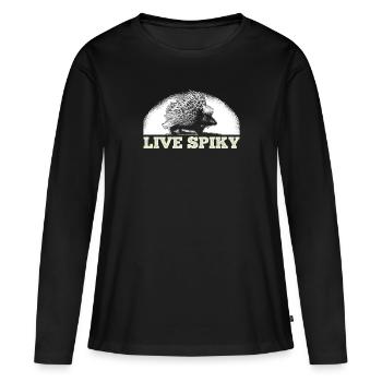 Porc-épic épic rongeur - T-shirt manches longues Premium bio Femme - noir - Devant - Julia (174cm)