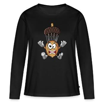 Eichel Fallschirmspringen - Frauen Premium Bio Langarmshirt - Schwarz - Vorne - Julia (174cm)
