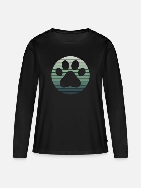 Hundepfote Herz Hundeliebhaber Hundeliebe Dog - Frauen Premium Bio Langarmshirt - Schwarz