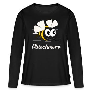 Plattdeutsch Plüschmors - Frauen Premium Bio Langarmshirt - Schwarz - Vorne - Julia (174cm)