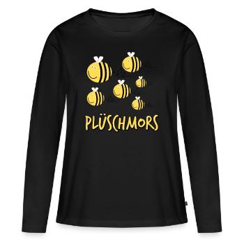 Plüschmors Plattdeutsch - Frauen Premium Bio Langarmshirt - Schwarz - Vorne - Julia (174cm)