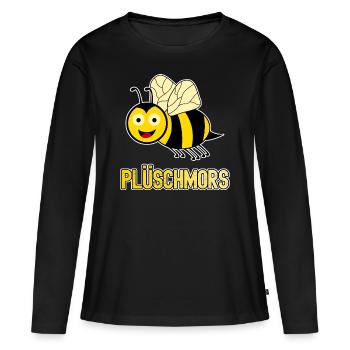 Plattdeutsch Hummeln Plüschmors - Frauen Premium Bio Langarmshirt - Schwarz - Vorne - Julia (174cm)