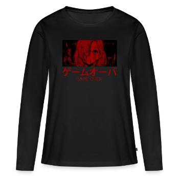 Game Over Japanese Manga Anime Girl Waifu Otaku - T-shirt manches longues Premium bio Femme - noir - Devant - Julia (174cm)