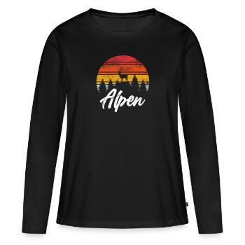 Alpen - Frauen Premium Bio Langarmshirt - Schwarz - Vorne - Julia (174cm)