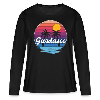 Lac de Garde vacanciers Gardasee - T-shirt manches longues Premium bio Femme - noir - Devant - Julia (174cm)