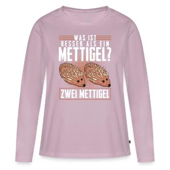 Mettigel Hackfleisch Spruch Mett - Frauen Premium Bio Langarmshirt - Altrosa - Vorne - Julia (174cm)