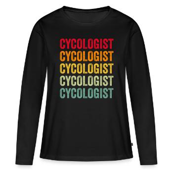 Cycologist Cycling Biking Rétro - T-shirt manches longues Premium bio Femme - noir - Devant - Julia (174cm)