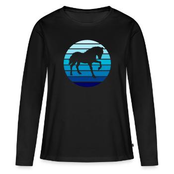 Proverbes chevaux Équitation Équitation Équitation - T-shirt manches longues Premium bio Femme - noir - Devant - Julia (174cm)