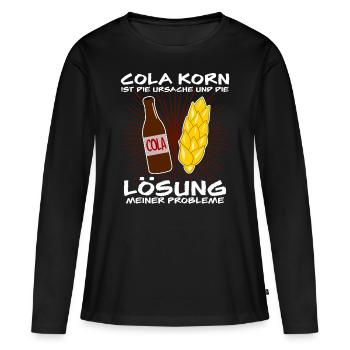 Cola Korn - Frauen Premium Bio Langarmshirt - Schwarz - Vorne - Julia (174cm)