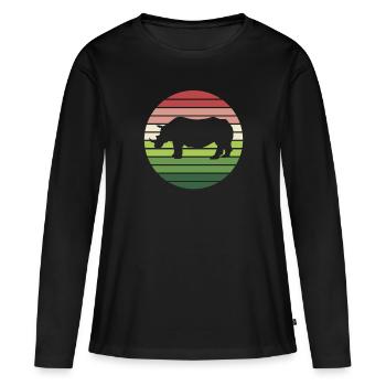 Rhinocéros animal Afrique Pachydermes Faune africaine - T-shirt manches longues Premium bio Femme - noir - Devant - Julia (174cm)