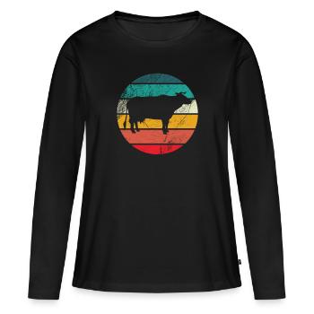 Cow Cow Cow Animal Motif Imprint Animal Motif - Women's Premium Organic Long Sleeve Shirt - black - Front - Julia (174cm)