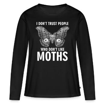 Motten Memes Motte - T-shirt manches longues Premium bio Femme - noir - Devant - Julia (174cm)